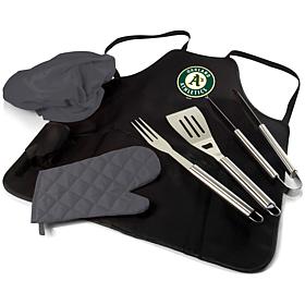 Officially Licensed MLB BBQ Apron Tote Grill Set - Oakland Athletics