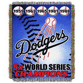 Officially Licensed MLB Dodgers Commemorative Woven Tapestry Throw