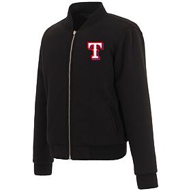 Officially Licensed MLB Rangers Ladies Jacket w Fleece & Nylon Sides