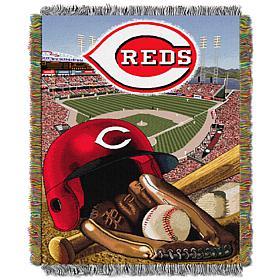 Officially Licensed MLB Reds Home Field Advantage Woven Tapestry Throw