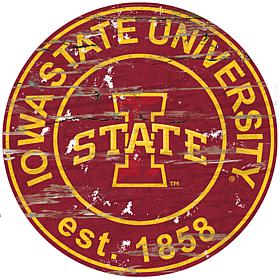 Officially Licensed NCAA  Distressed Round Sign - Iowa State