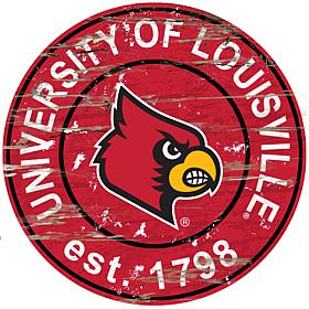 Officially Licensed NCAA  Distressed Round Sign - Louisville