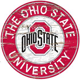 Officially Licensed NCAA  Distressed Round Sign - Ohio State Un.