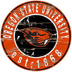 Officially Licensed NCAA  Distressed Round Sign - Oregon State