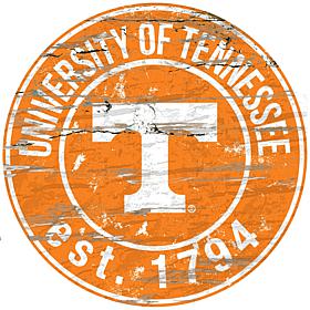 Officially Licensed NCAA  Distressed Round Sign - Un. of Tennessee
