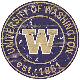 Officially Licensed NCAA  Distressed Round Sign - Un. of Washington