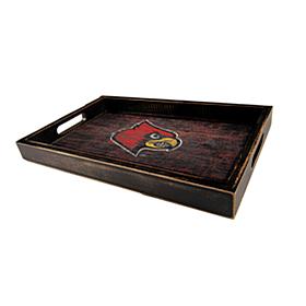 Officially Licensed NCAA Louisville Distressed Wood Tray