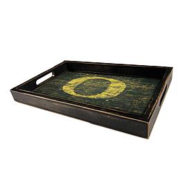 Officially Licensed NCAA University of Oregon Distressed Wood Tray  