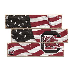 Officially Licensed NCAA University of South Carolina Flag Three Plank