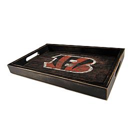 Officially Licensed NFL Bengals Distressed Tray with Team Colors
