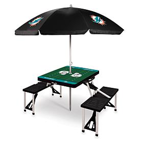 Officially Licensed NFL Black Portable Folding Picnic Table - Dolphins