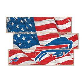 Officially Licensed NFL Flag 3 Plank Wall Sign - Buffalo Bills