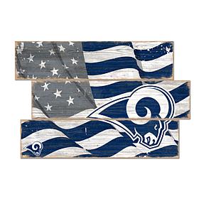 Officially Licensed NFL Flag 3 Plank Wall Sign - Los Angeles Rams