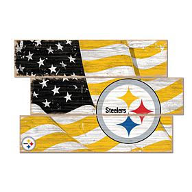 Officially Licensed NFL Flag 3 Plank Wall Sign - Pittsburgh Steelers