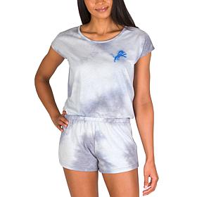 Officially Licensed NFL Marina Ladies Knit SS Romper - Lions