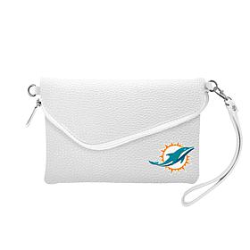 Officially Licensed NFL Pebble Fold Over Crossbody Purse - Dolphins 