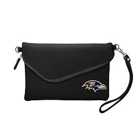 Officially Licensed NFL Pebble Fold Over Crossbody Purse - Ravens 