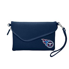 Officially Licensed NFL Pebble Fold Over Crossbody Purse - Titans 