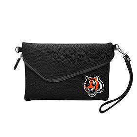 Officially Licensed NFL Pebble Fold Over Crossbody Purse - Bengals 
