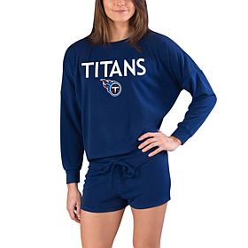 Officially Licensed NFL Titans Ladies Long Sleeve Top and Short Set