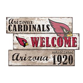 Officially Licensed NFL Welcome 3 Plank Wall Sign - Arizona Cardinals