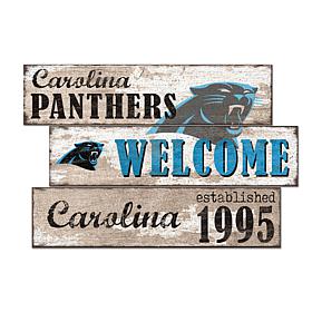 Officially Licensed NFL Welcome 3 Plank Wall Sign - Carolina Panthers