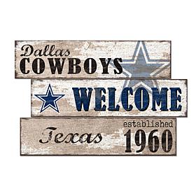 Officially Licensed NFL Welcome 3 Plank Wall Sign - Dallas Cowboys