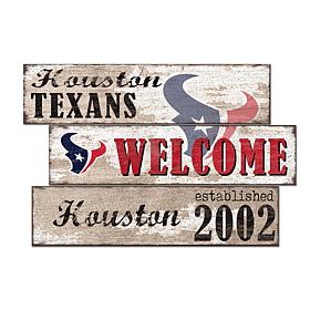 Officially Licensed NFL Welcome 3 Plank Wall Sign - Houston Texans