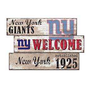 Officially Licensed NFL Welcome 3 Plank Wall Sign - New York Giants