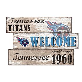 Officially Licensed NFL Welcome 3 Plank Wall Sign - Tennessee Titans