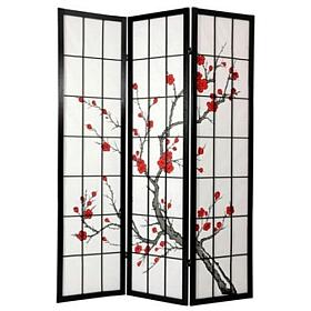 Oriental Furniture Cherry Blossom Shoji Screen - Black