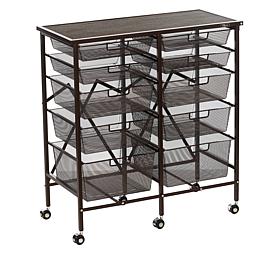 Origami 10-Drawer Rolling Cart with Wood Top