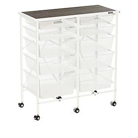Origami 10-Drawer Rolling Cart with Wood Top