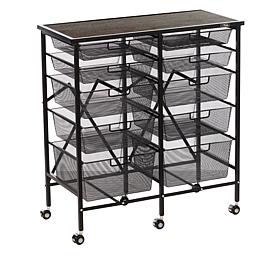 Origami 10-Drawer Rolling Cart with Wood Top