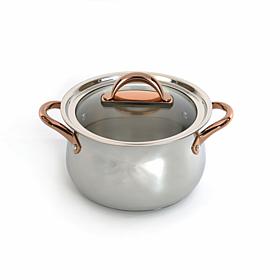 Ouro Gold 18/10 Stainless Steel 8" Stockpot with Glass Lid, 5qt.