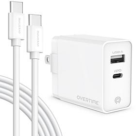 Overtime iPhone 15/Android 20W Charging Bundle w/ 6ft USBC Cable