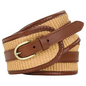 Patricia Nash Aude Woven Straw and Leather Belt