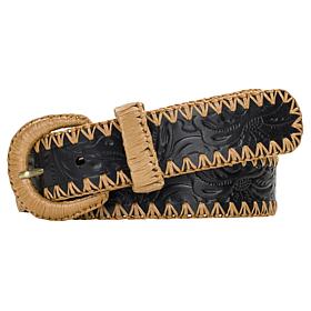 Patricia Nash Calais Floral Design Tooled Leather Belt