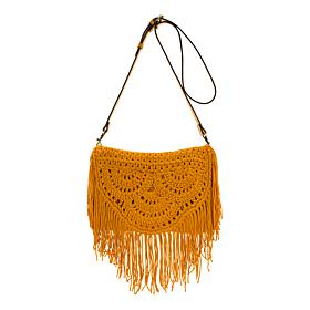 Patricia Nash Cannara Leather Trim Crochet Crossbody