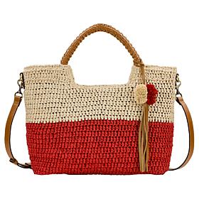 Patricia Nash Marguerite Woven Tote with Pom Pom Tassel