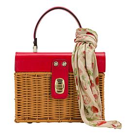 Patricia Nash Vienne Top Handle Wicker Satchel with Scarf