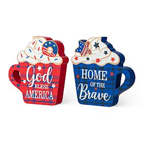 Patriotic/Americana 2-pack Wooden Coffee Cup Table Décor