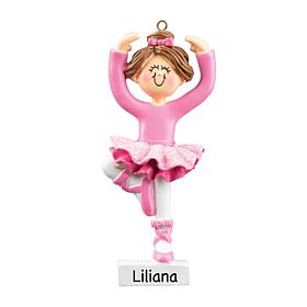 Personalized Brunette Ballerina Ornament