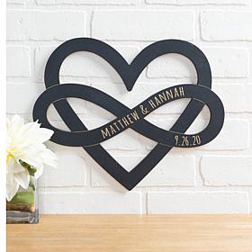 Personalized Infinity Heart Black Wood Plaque