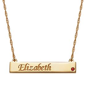 Personalized Name and Birthstone Crystal Bar Necklace