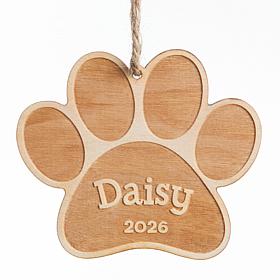 Personalized Planet Personalized Dog Paw-Shaped Wooden Ornament