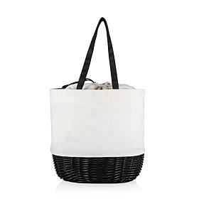 Picnic Time Coronado Canvas & Willow Basket Tote - Canvas w/ Accents