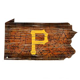Pittsburgh Pirates 24in. Distressed State w/Logo Sign  