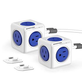 PowerCube Extended 2-pack 5 Socket Surge Protector with 5 ft. Cable