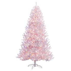 Puleo 7.5 ft. White Noble Fir Artificial Christmas Tree w/600  Lights